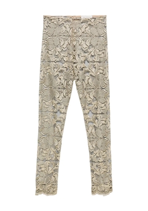 Gemy Maalouf lace-floral trousers - Neutrals