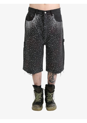 BIRTH OF ROYAL CHILD crystal-embellished washed-denim shorts - Black