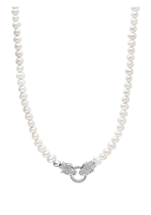 Nialaya Jewelry diamond-panther freshwater-pearl necklace - Silver