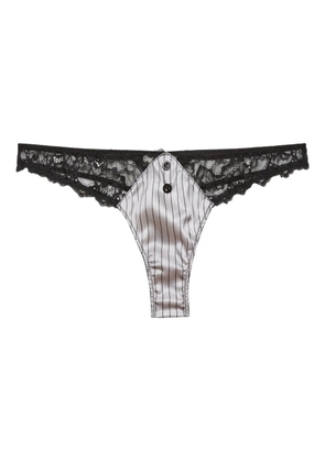 Fleur Du Mal pinstripe lace thong - White