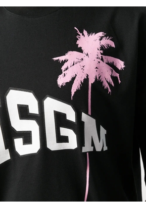 MSGM logo palm tree T-shirt - Black