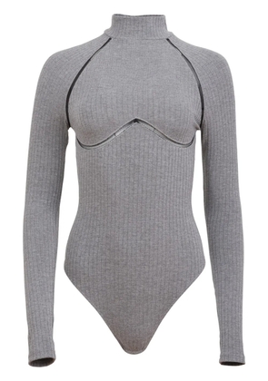 Fleur Du Mal lattice-trim ribbed bodysuit - Grey