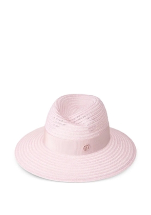 Maison Michel logo-plaque straw hat - Pink