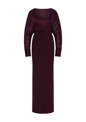 Rebecca Vallance Syrah pleated belted gown - Purple
