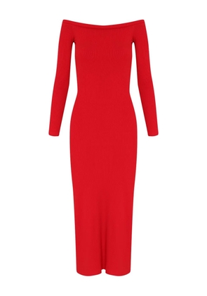 Gloria Coelho off-shoulder ribbed midi dress - Red