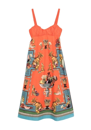 ALEMAIS fruit-print smocked dress - Orange