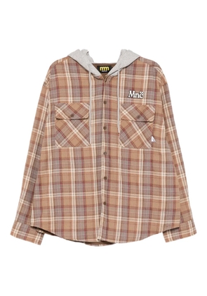 Mini Cream logo-embroidered hood jacket - Brown