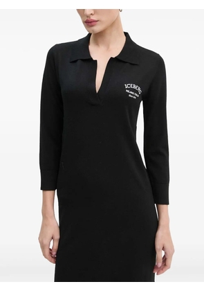 Iceberg polo-neck midi dress - Black
