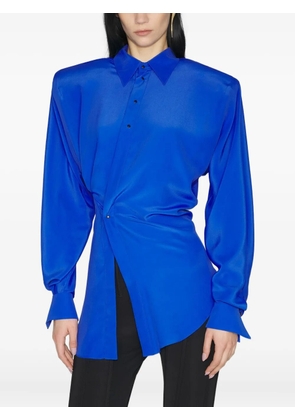 Mugler padded-shoulder gathered shirt - Blue