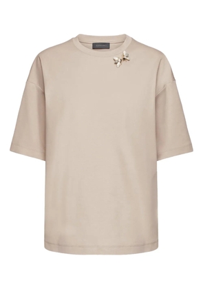 ELENA MIRO` bee-embellished T-shirt - Neutrals
