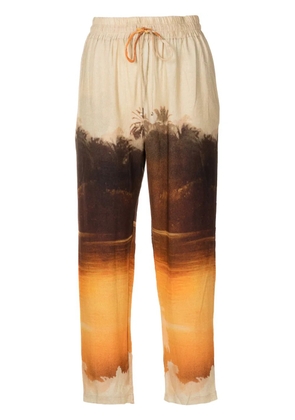 Lenny Niemeyer landscape-print cropped trousers - Brown