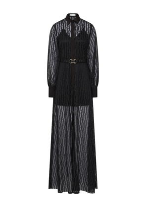 Rebecca Vallance Seraphina wave-pattern belted maxi dress - Black
