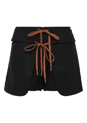Alexia lace-up high-waist shorts - Black