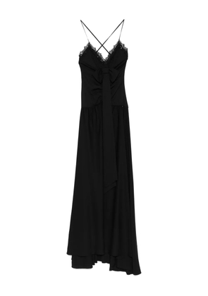 NISSA lace-trimmed bow asymmetric party dress - Black