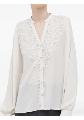 Bruuns Bazaar lace-detail blouse - Neutrals