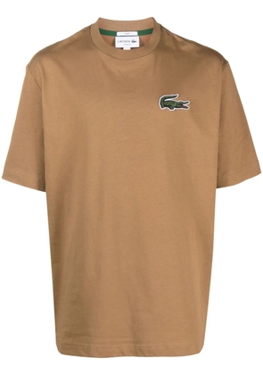 Lacoste logo-patch cotton T-shirt - Brown