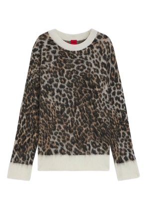 HUGO animal-print round-neck sweater - Brown