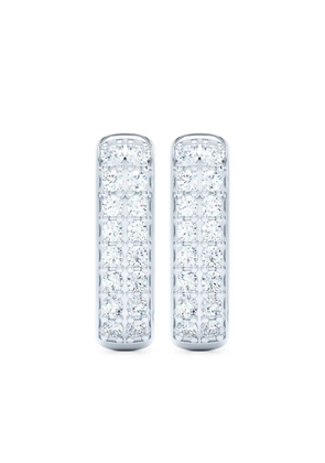 LOEV 14K white gold Allday Elongated diamond huggie earrings - Silver
