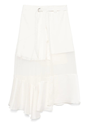 sacai asymmetric midi skirt - White