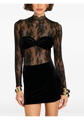 Retrofete Brigette lace-velvet mini dress - Black