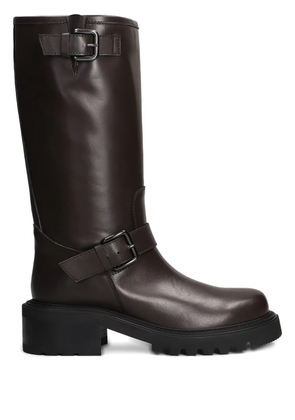 Via Roma 15 50mm Buckle platform boots - Brown