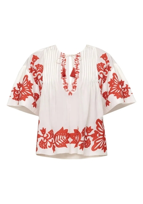 Sea Liliana pleated embroidered blouse - White