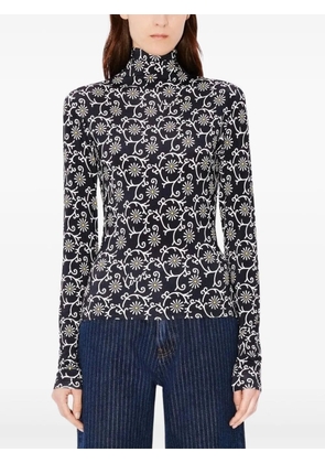 Kenzo flower-print turtleneck T-shirt - Blue