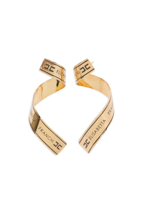 Elisabetta Franchi logo-plaque twisted earrings - Gold