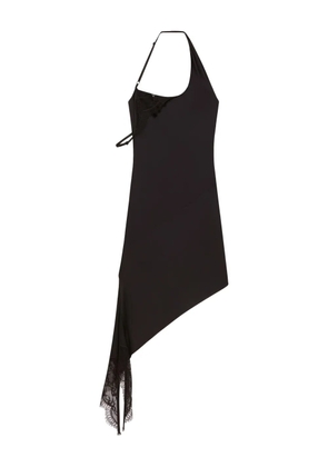 Courrèges asymmetrical lace-trimmed dress - Black