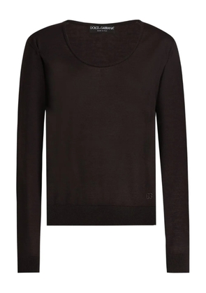 Dolce & Gabbana scoop-neck long-sleeve top - Brown