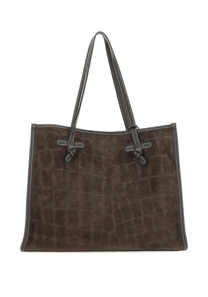 MARCELLA CLUB crocodile-effect tote bag - Brown