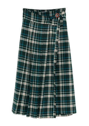 Niu buckle-detail plaid skirt - Green