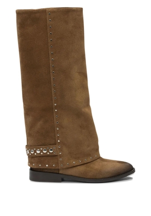 strategia shoes stud-embellishment suede boots - Brown