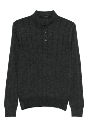 Tagliatore ribbed buttoned polo shirt - Grey