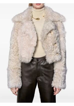 BIGARDINI shearling button-fastening jacket - Neutrals