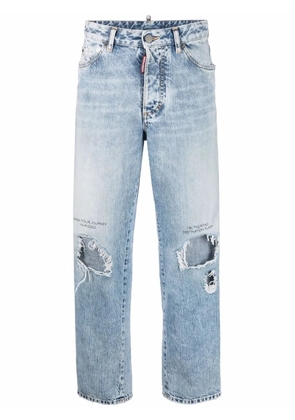 DSQUARED2 distressed straight-leg jeans - Blue