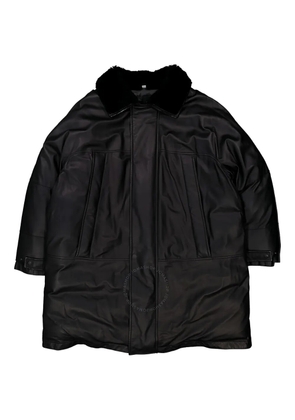 Burberry shearling-collar leather coat - Black