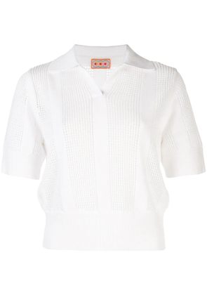 Lhd open-knit polo shirt - White
