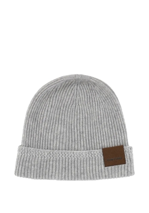 TOM FORD ribbed patch beanie - Grey