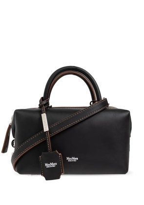 Max Mara logo-print leather tote bag - Black