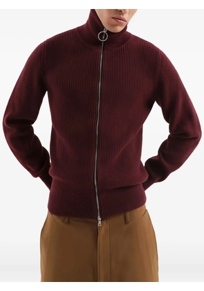 1989 STUDIO zip ribbed cardigan - Red