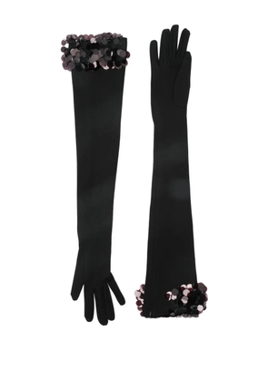 David Koma Payette sequin-embellished long gloves - Black