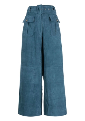 PAULA wide-leg suede trousers - Blue