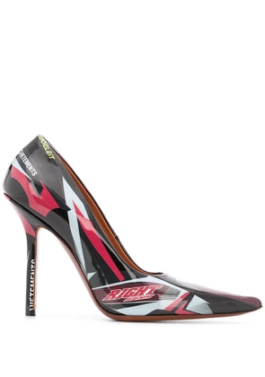 VETEMENTS colour-block logo pointed pumps - Red
