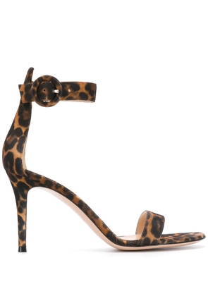 Gianvito Rossi leopard Portofino sandals - Brown