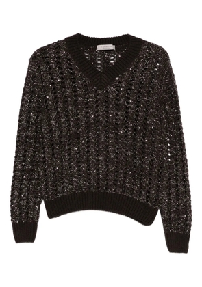 D.Exterior V-neck sweater - Brown