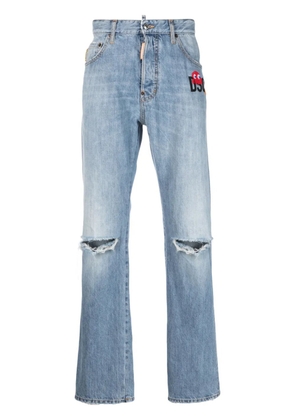 DSQUARED2 logo-print bootcut jeans - Blue