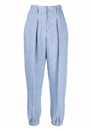 Brunello Cucinelli cuffed-ankle linen suit trousers - Blue