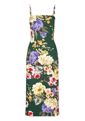 Dolce & Gabbana Garden-print midi dress - Green