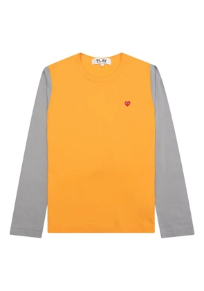 Comme Des Garçons Play heart-embroidered two-tone long-sleeve T-shirt - Yellow